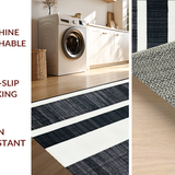 Ultra Soft Area Rug, Non Slip, Stain Resistant, Washable Area Rugs for Living Room, Bedroom, Chic Farmhouse Entrance Rug Layered Door Mat Style Carpet(Black)