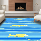 Ultra Soft Area Rug, Non Slip, Stain Resistant, Washable Area Rugs for Living Room, Bedroom, Contemporary Coastal Animal Illustration(Blue)
