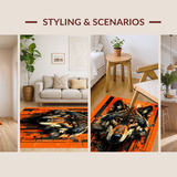 Ultra Soft Area Rug, Non Slip, Stain Resistant, Washable Area Rugs for Living Room, Bedroom, Vivid Warm Tones Animal Print(Orange)