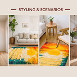 Ultra Soft Area Rug, Non Slip, Stain Resistant, Washable Area Rugs for Living Room, Bedroom, Elegant Earthy Tones Design(Orange)