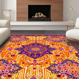 Ultra Soft Area Rug, Non Slip, Stain Resistant, Washable Area Rugs for Living Room, Bedroom, Playful Bright Patterned Bliss(Orange)