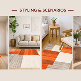 Ultra Soft Area Rug, Non Slip, Stain Resistant, Washable Area Rugs for Living Room, Bedroom, Bold Textured Geometric Arrangement(Orange)