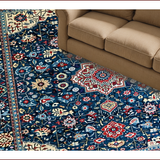 Ultra Soft Area Rug, Non Slip, Stain Resistant, Washable Area Rugs for Living Room, Bedroom, Eclectic Retro Floral Motif(Blue)