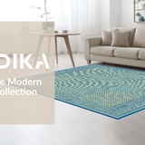 Ultra Soft Area Rug, Non Slip, Stain Resistant, Washable Area Rugs for Living Room, Bedroom, Vibrant Symmetrical Modern Elements(Blue)