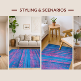 Ultra Soft Area Rug, Non Slip, Stain Resistant, Washable Area Rugs for Living Room, Bedroom, Dynamic Blue Pink Mosaic Theme(Blue)