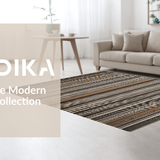 Ultra Soft Area Rug, Non Slip, Stain Resistant, Washable Area Rugs for Living Room, Bedroom, Artful Mocha Clay Geometric Motif(Brown)
