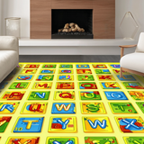 Ultra Soft Area Rug, Non Slip, Stain Resistant, Washable Area Rugs for Living Room, Bedroom, Lively Kaleidoscopic Educational Display(Yellow)