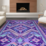 Ultra Soft Area Rug, Non Slip, Stain Resistant, Washable Area Rugs for Living Room, Bedroom, Artful Vibrant Medley Pattern(Purple)