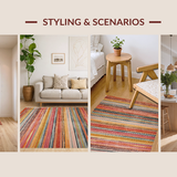 Ultra Soft Area Rug, Non Slip, Stain Resistant, Washable Area Rugs for Living Room, Bedroom, Modern Eclectic Stripe Arrangement(Red)