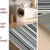 Ultra Soft Area Rug, Non Slip, Stain Resistant, Washable Area Rugs for Living Room, Bedroom, Black and White Striped Rug(Black)