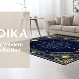 Ultra Soft Area Rug, Non Slip, Stain Resistant, Washable Area Rugs for Living Room, Bedroom, Vibrant Solar Symbolism Design(Blue)