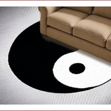 Ultra Soft Area Rug, Non Slip, Stain Resistant, Washable Area Rugs for Living Room, Bedroom, yin yang doormat(Black)