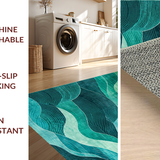Ultra Soft Area Rug, Non Slip, Stain Resistant, Washable Area Rugs for Living Room, Bedroom, Elegant Turquoise Modern Art Motif(Blue)