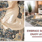 Ultra Soft Area Rug, Non Slip, Stain Resistant, Washable Area Rugs for Living Room, Bedroom, Earthy Toned Elegant Botanical Motif(Black)