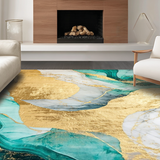 Ultra Soft Area Rug, Non Slip, Stain Resistant, Washable Area Rugs for Living Room, Bedroom, Chic Turquoise and Gold Fusion(Gold)