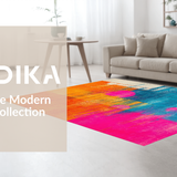 Ultra Soft Area Rug, Non Slip, Stain Resistant, Washable Area Rugs for Living Room, Bedroom, Trendy Soft Palette Graphic Elements(Orange)