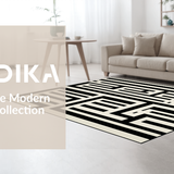 Modern Black and White Striped Area Unique Woven Design for Stylish Homes(Beige)