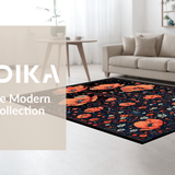Ultra Soft Area Rug, Non Slip, Stain Resistant, Washable Area Rugs for Living Room, Bedroom, Ethereal Floral Ghost Motif(Red)