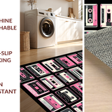 Ultra Soft Area Rug, Non Slip, Stain Resistant, Washable Area Rugs for Living Room, Bedroom, Lively 80s Inspired Soundscape(Pink)