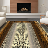 Ultra Soft Area Rug, Non Slip, Stain Resistant, Washable Area Rugs for Living Room, Bedroom, Earthy Tones Contemporary Motif(Brown)