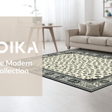 Ultra Soft Area Rug, Non Slip, Stain Resistant, Washable Area Rugs for Living Room, Bedroom, Charming Rustic Symmetrical Artistry(Ivory)