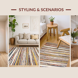 Ultra Soft Area Rug, Non Slip, Stain Resistant, Washable Area Rugs for Living Room, Bedroom, Chic Earthy Textured Stripe Design(Yellow)