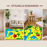 Ultra Soft Area Rug, Non Slip, Stain Resistant, Washable Area Rugs for Living Room, Bedroom, Colorful Volcano Road Map Design(Yellow)