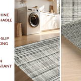 Ultra Soft Area Rug, Non Slip, Stain Resistant, Washable Area Rugs for Living Room, Bedroom, Contemporary Striped Carpet for Doorway and Entrance(Gray)