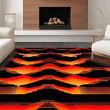 Ultra Soft Area Rug, Non Slip, Stain Resistant, Washable Area Rugs for Living Room, Bedroom, Sizzling Vibrant Lava Inspired Geometry(Red)