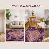 Ultra Soft Area Rug, Non Slip, Stain Resistant, Washable Area Rugs for Living Room, Bedroom, Bold Abstract Color Fusion(Purple)