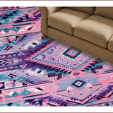 Ultra Soft Area Rug, Non Slip, Stain Resistant, Washable Area Rugs for Living Room, Bedroom, Vibrant Aztec Geometry Aesthetic(Pink)