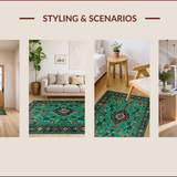 Ultra Soft Area Rug, Non Slip, Stain Resistant, Washable Area Rugs for Living Room, Bedroom, Elegant Distressed Floral Arrangement(Green)