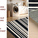 Ultra Soft Area Rug, Non Slip, Stain Resistant, Washable Area Rugs for Living Room, Bedroom, Modern Geometric Striped Area Rug for Entryway and Porch(Black)