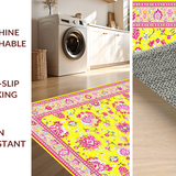 Ultra Soft Area Rug, Non Slip, Stain Resistant, Washable Area Rugs for Living Room, Bedroom, Vibrant Groovy Flower Arrangement(Yellow)