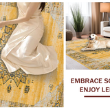 Ultra Soft Area Rug, Non Slip, Stain Resistant, Washable Area Rugs for Living Room, Bedroom, Contemporary Minimalist Motif(Gold)