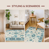 Ultra Soft Area Rug, Non Slip, Stain Resistant, Washable Area Rugs for Living Room, Bedroom, Rustic Vintage Pastel Vibes(Beige)