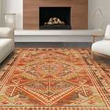 Ultra Soft Area Rug, Non Slip, Stain Resistant, Washable Area Rugs for Living Room, Bedroom, Chic Ogee Inspired Composition(Brown)