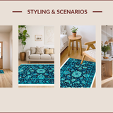 Ultra Soft Area Rug, Non Slip, Stain Resistant, Washable Area Rugs for Living Room, Bedroom, Boho Distressed Navy Teal Living Room Rug(Blue)