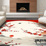 Ultra Soft Area Rug, Non Slip, Stain Resistant, Washable Area Rugs for Living Room, Bedroom, Warm Earthy Floral Arrangement(Red)