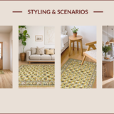 Ultra Soft Area Rug, Non Slip, Stain Resistant, Washable Area Rugs for Living Room, Bedroom, Rustic Earthy Floral Aesthetics(Beige)