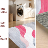 Ultra Soft Area Rug, Non Slip, Stain Resistant, Washable Area Rugs for Living Room, Bedroom, Sleek Light Grey Elegant Swirls(Gray)