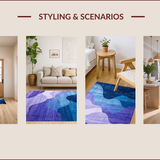 Ultra Soft Area Rug, Non Slip, Stain Resistant, Washable Area Rugs for Living Room, Bedroom, Elegant Modern Watercolor Swirl(Blue)