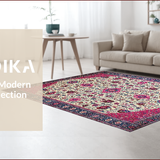 Ultra Soft Area Rug, Non Slip, Stain Resistant, Washable Area Rugs for Living Room, Bedroom, Vibrant Paisley Floral Fusion(White)