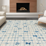 Coquette Aesthetic Blue Bows & Scallops Cute Room Decor(Beige)