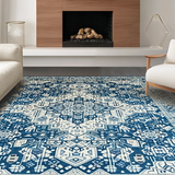 Trendy Geometric Trellis with Neutral Palette(Blue)