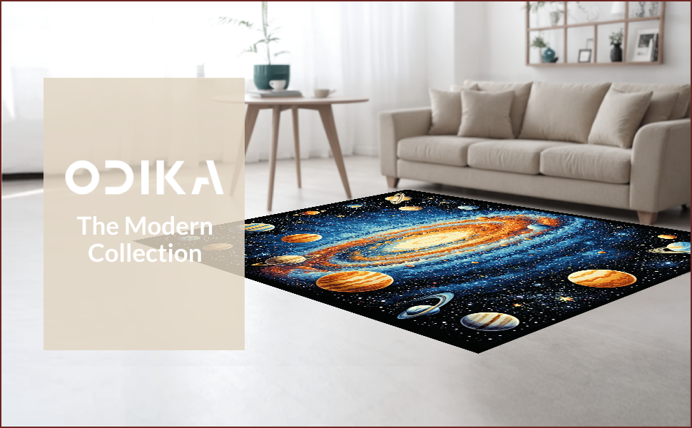 Ultra Soft Area Rug, Non Slip, Stain Resistant, Washable Area Rugs for Living Room, Bedroom, Educational Solar System Playmat Rug(Blue) - ODIKA