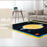 Ultra Soft Area Rug, Non Slip, Stain Resistant, Washable Area Rugs for Living Room, Bedroom, Space Exploration Rug for Boys Learning Area(Yellow)