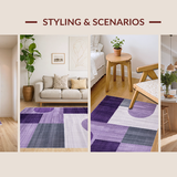 Ultra Soft Area Rug, Non Slip, Stain Resistant, Washable Area Rugs for Living Room, Bedroom, Elegant Purple Grey Artistry(Purple)