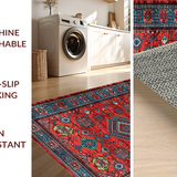 Ultra Soft Area Rug, Non Slip, Stain Resistant, Washable Area Rugs for Living Room, Bedroom, Brightly Colored Folk-Inspired Design(Red)