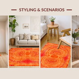 Ultra Soft Area Rug, Non Slip, Stain Resistant, Washable Area Rugs for Living Room, Bedroom, Dynamic Color Burst Contemporary Flair(Orange)